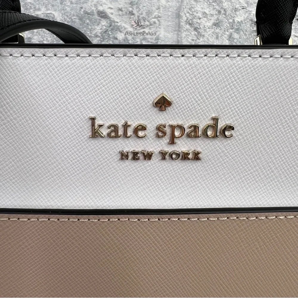 Kate Spade Staci Warm Beige Colorblock Large Satchel Crossbody